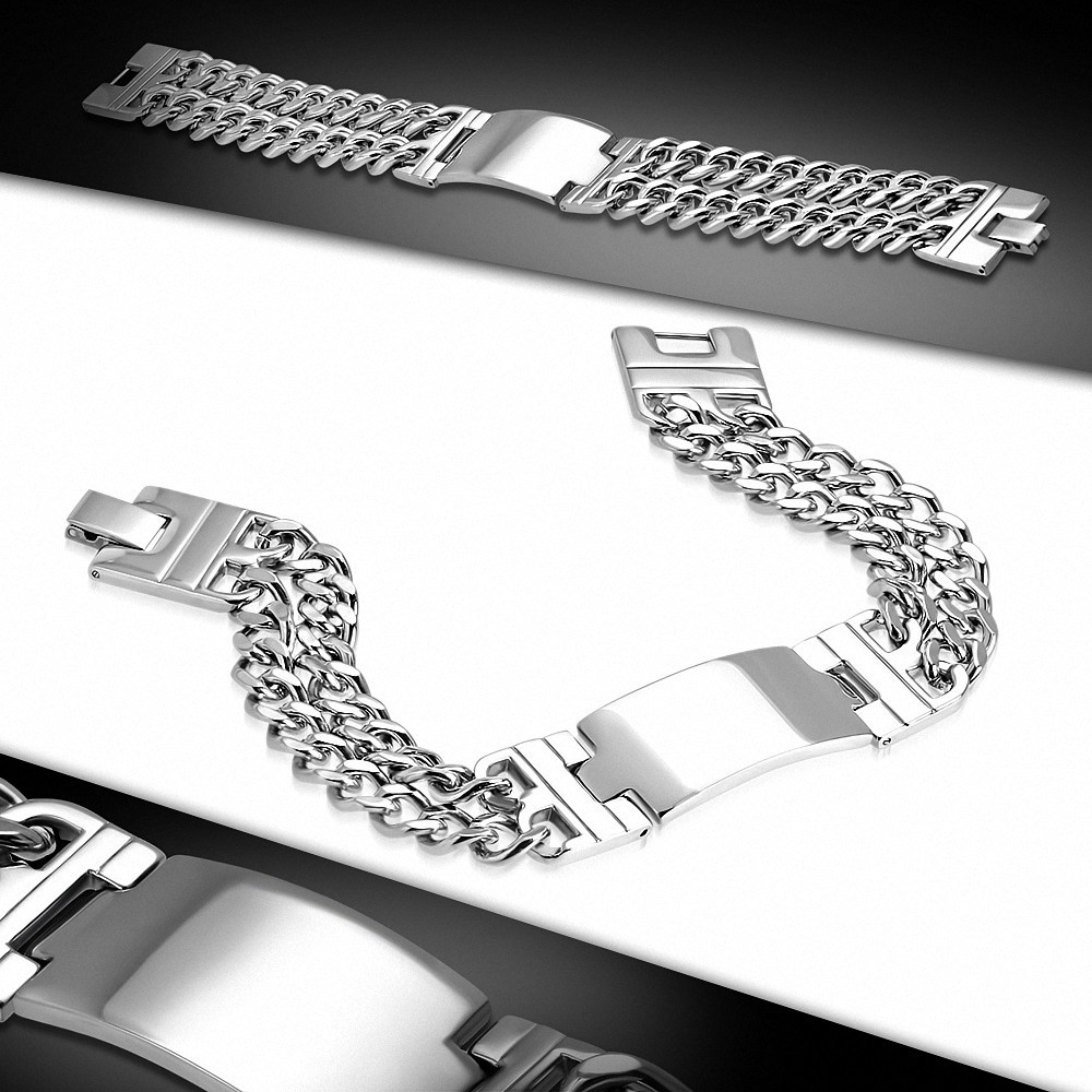 Bracelet identifiant de montre de style gravable cubain en forme de fermoir en acier inoxydable