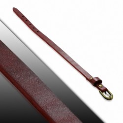 Bracelet avec boucle de ceinture en cuir véritable rouge