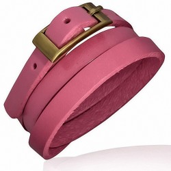 Bracelet en cuir rose triple boucle avec boucle de ceinture