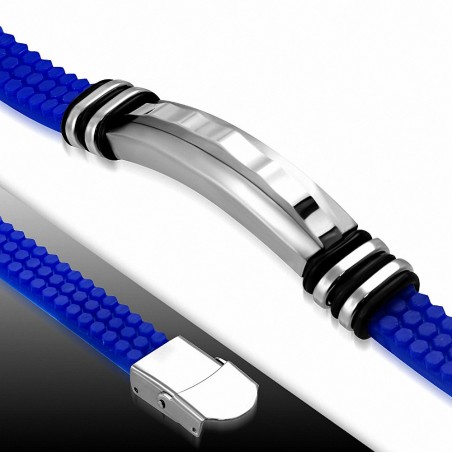 Bracelet en caoutchouc bleu avec style de montre en acier inoxydable mat