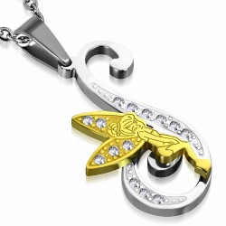 Pendentif en forme charm Alphabet S avec fée en acier inoxydable