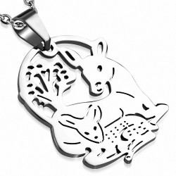 Pendentif à breloques en forme de cerf et de fauve en acier inoxydable