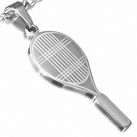 Pendentif breloque sport raquette de tennis en acier inoxydable