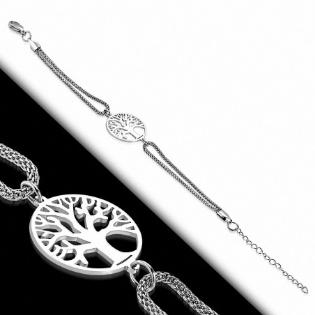Bracelet en mailles de rallonge en chaîne de style montre d'horloge Bodhi avec cercle en acier inoxydable