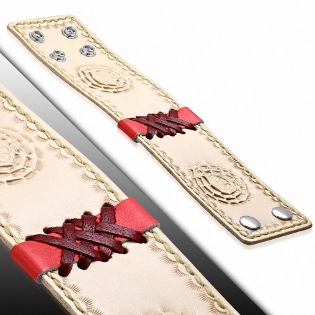 Bracelet fantaisie en cuir véritable avec pression fantaisie et fleurs