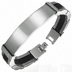 Bracelet montre de style clé grecque gravable en acier inoxydable avec 2 tonalités