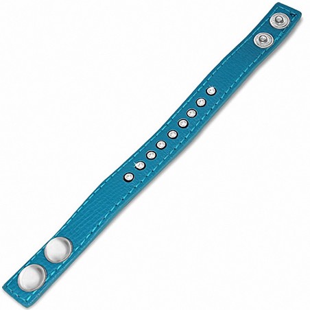 Bracelet pression en cuir PU bleu gemme