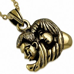 Pendentif de signe du zodiaque Jumeaux  en Bronze à 2 tons