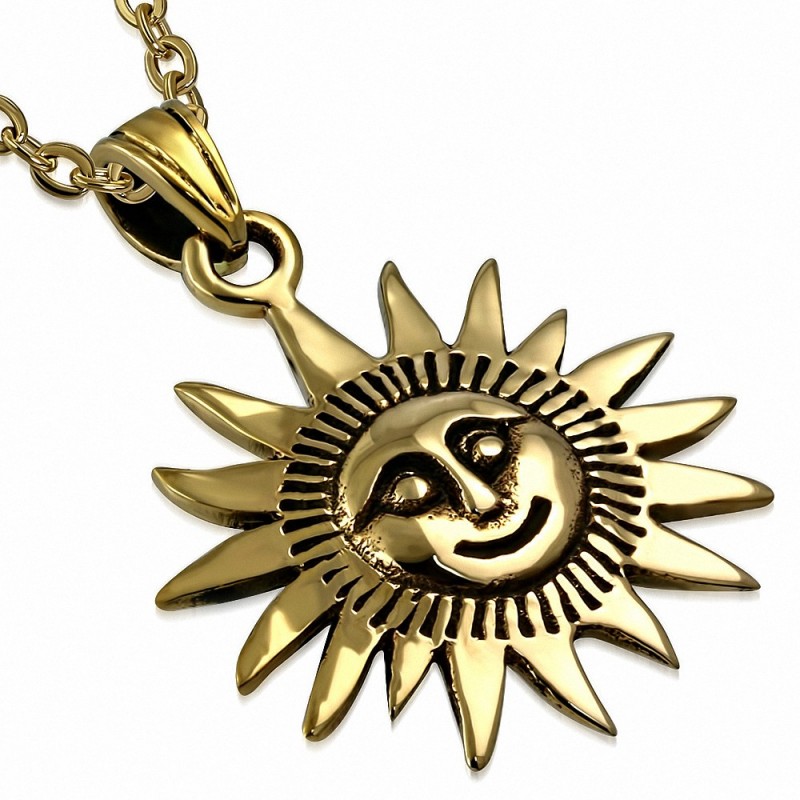 Pendentif Emblème Fleur Soleil  Bronze