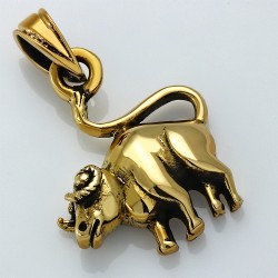 Pendentif de signe du zodiaque chinois Bœuf  bronze à deux tons