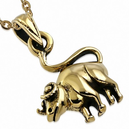 Pendentif de signe du zodiaque chinois Bœuf  bronze à deux tons