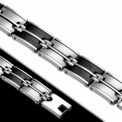 Bracelet à maillons panthère en acier inoxydable avec caoutchouc noir 166