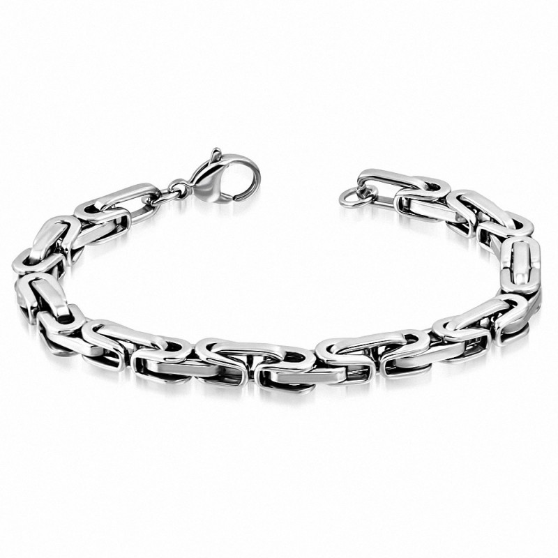 6.5mm en acier inoxydable fermoir à pince de homard fermeture grecque Byzantine lien chaîne Bracelet