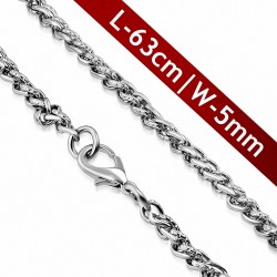 L-63cm | W-5mm  alliage fermoir pince de homard martelé Twisted Oval Chain Chain