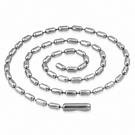 Chaîne à maillons en forme de boule ovale militaire en acier inoxydable L-58cm | W-2.5mm