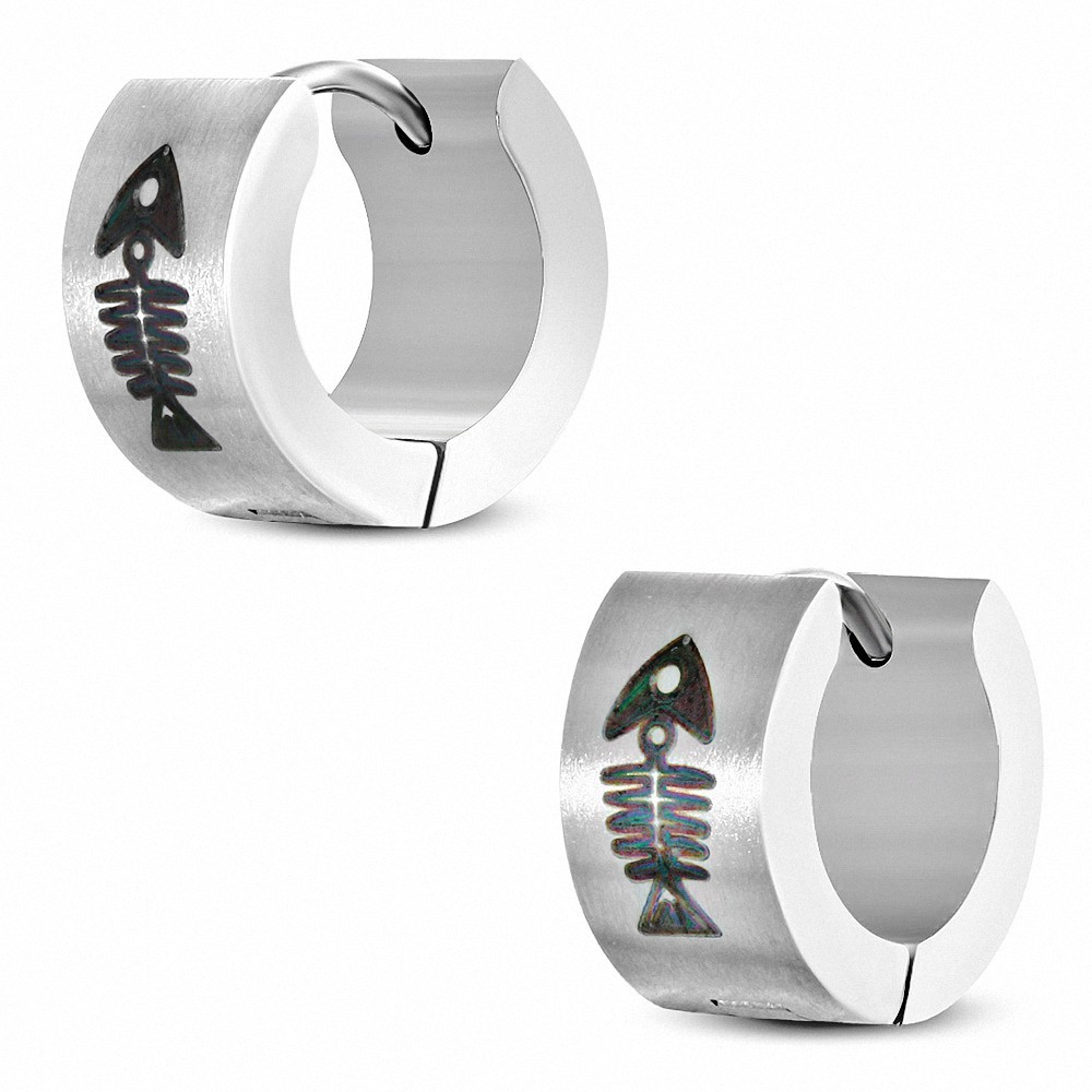 Boucles d'oreilles Huggie Hoop Hugo en acier inoxydable 2 tons (paire)