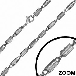 Chaîne à maillons cylindriques cannelée à fermoir mousqueton L-56cm | W-5mm en acier inoxydable