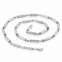 Chaîne à maillons cylindriques cannelée à fermoir mousqueton L-55cm | W-5mm en acier inoxydable
