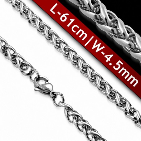 L-62cm | W-5mm Chaîne à maillons en corde Infinity avec fermoir mousqueton en acier inoxydable
