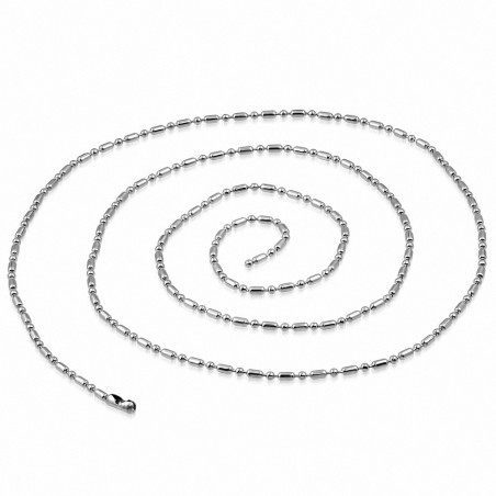 L-60cm W-2mm | Chaîne à maillons boule et ovale en acier inoxydable