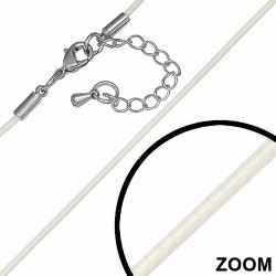 L-63cm | Cordon en nylon simple brin et chaîne de rallonge blanche W-1mm