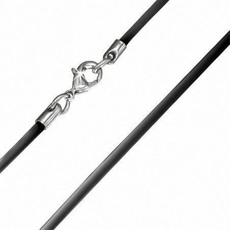L-66cm | W-1.5mm  Alliage Noir Simple Cordon En Caoutchouc Corde Chaîne
