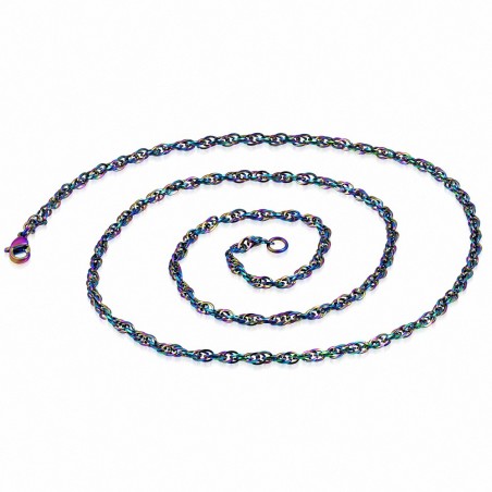 Chaîne à maillons elliptiques en acier inoxydable anodisé L-60cm | W-3mm en acier inoxydable