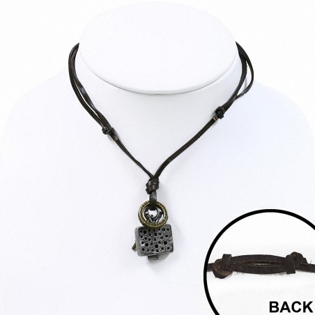 Collier en cuir avec breloques en alliage de télévision fantaisie en alliage de télévision