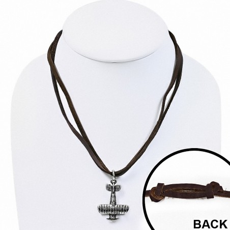 Collier en cuir avec double breloque en alliage