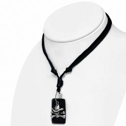 Collier ajustable en cuir avec breloque en alliage fantaisie Pirate Skull Crossbones