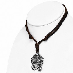 Collier en cuir réglable en alliage  en forme d'ancre d'ailes d'aigle marin