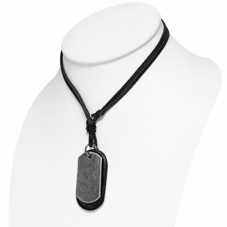 Collier réglable en cuir noir avec pendentif en alliage  en alliage