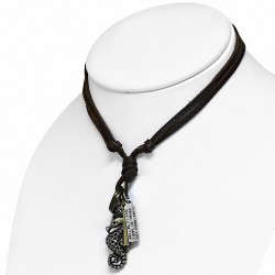Collier en cuir réglable en Alliage Seahorse Cross Ring Charm