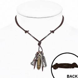 Alliage balle lame de rasoir couteau charm collier en cuir réglable en cuir