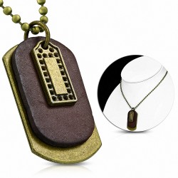 Alliage en cuir gravable Tag Charm collier de chaîne de lien militaire