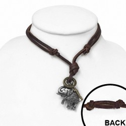 Alliage alliage croix anneau tag charm collier en cuir réglable