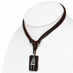 Alliage allume-cigare avec pendentif en cuir marron réglable