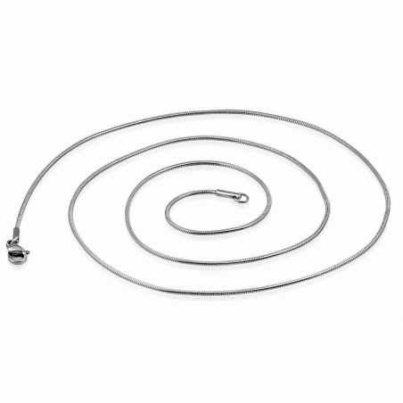 L-61cm | Chaîne à maillons en forme de serpent avec fermoir mousqueton en acier inoxydable W-0.8mm