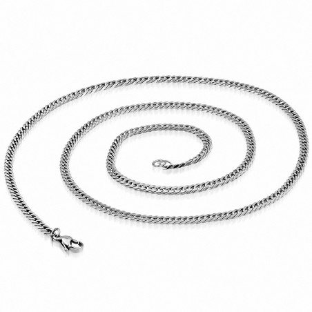 Chaîne à maillons cubains en acier inoxydable avec fermoir mousqueton L-60cm | W-3.5mm