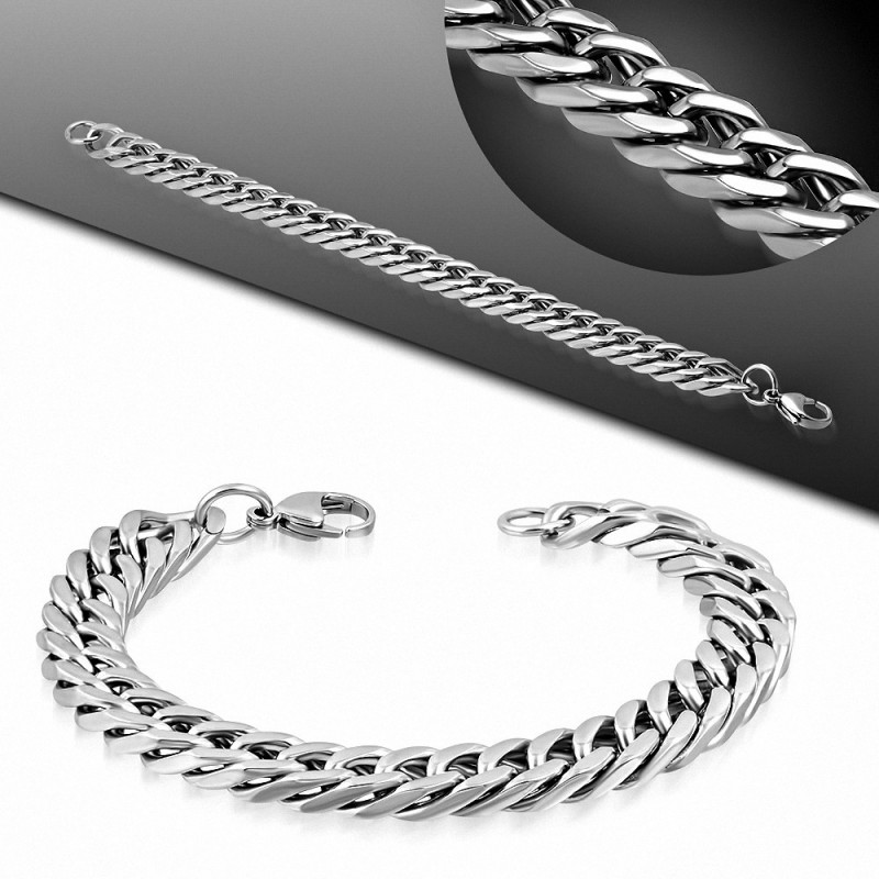 Bracelet à maillons Franco avec fermoir mousqueton en acier inoxydable de 10 mm