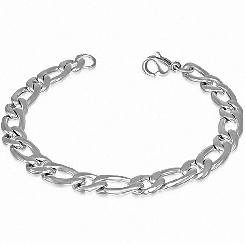 Bracelet en mailles Figaro avec fermoir mousqueton en acier inoxydable de 8 mm