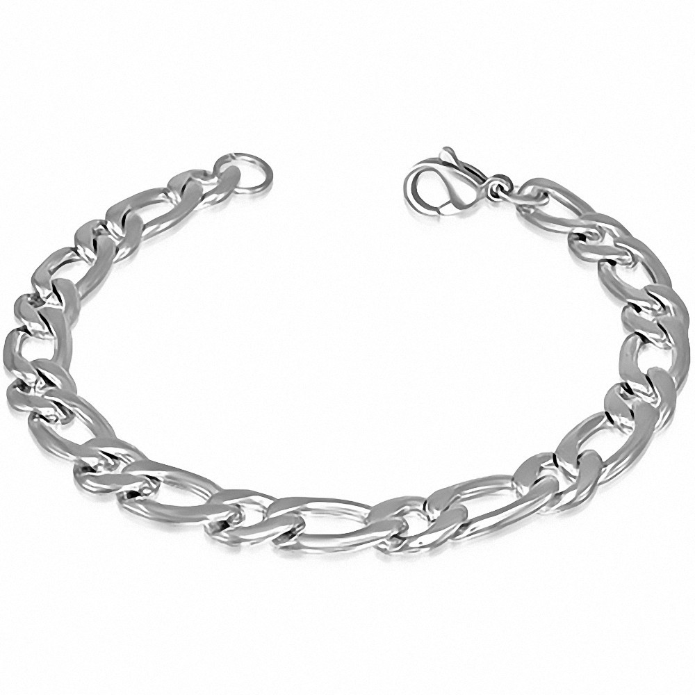 Bracelet en mailles Figaro avec fermoir mousqueton en acier inoxydable de 8 mm