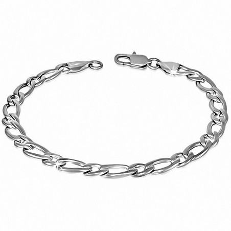 Bracelet à mailles Figaro avec fermoir à mousqueton en acier inoxydable de 6 mm