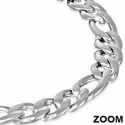 Bracelet à mailles Figaro avec fermoir mousqueton en acier inoxydable de 7 mm en acier inoxydable