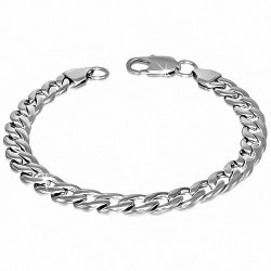 Bracelet à mailles cubaines en acier inoxydable avec fermoir à pince de homard en acier inoxydable de 7 mm