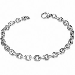 L-23cm | W-6mm Bracelet à mailles ovales à fermoir mousqueton en acier inoxydable