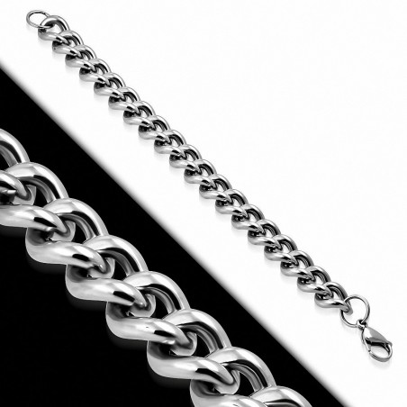 13mm | Bracelet à mailles cubaines en acier inoxydable avec fermoir à mousqueton