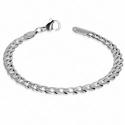 L-22cm L-6mm | Bracelet à mailles cubaines en acier inoxydable avec fermoir à pince de homard en acier inoxydable