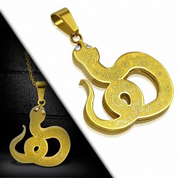 Pendentif en forme de serpent à spirale en forme de fleur en acier inoxydable doré gemme