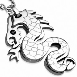 Pendentif zodiaque chinois avec dragon en spirale en acier inoxydable avec zircone cubique 1